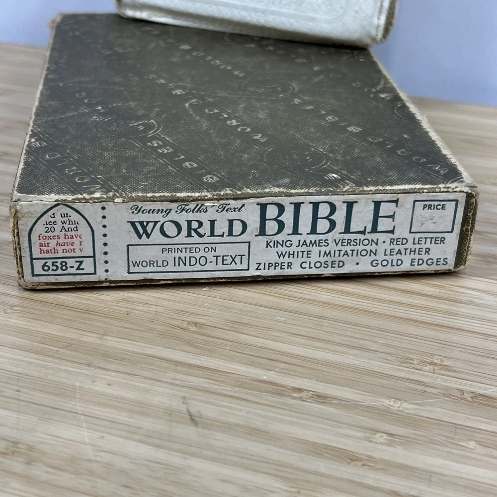 Vintage World‎ Bible KJV Red Letter Zipper White w/ Box 658-Z